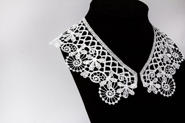 Пришивной кружевной воротник гипюр 6.5 см, 2 шт, белый, Gamma VGM-65-04