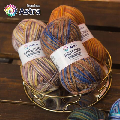 Пряжа Astra Premium (Астра Премиум) Карелия носочная (Karelia sock) / уп.2 мот. по 100 г, 400 м, 1003