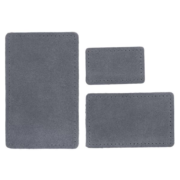 Набор заплаток пришив. из замши, прямоуг-к 4х6,4см, 6х9,6см, 8х12,7см, с перфорацией, 3 шт (26 серый), 59403