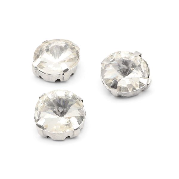 Хрустальные стразы в цапах круглой формы, белый 12 мм, 3 шт. Astra&Craft, РЦ001НН12