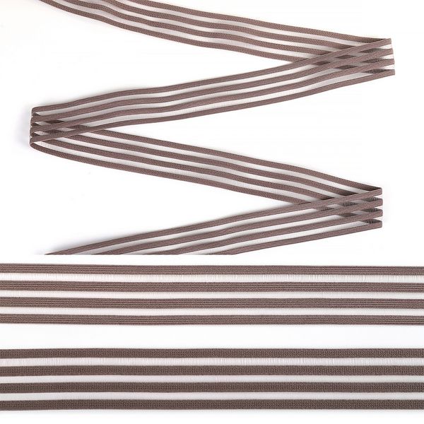 Резинка декоративная с прозрачными вставками 30.0 мм / 30 метров, нейлон, шиншилла S222