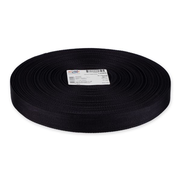 Стропа (ременная лента) 25 мм / 50 метров, [15.32 г/пог.м], 100% п/а, черный, Gamma 9с763