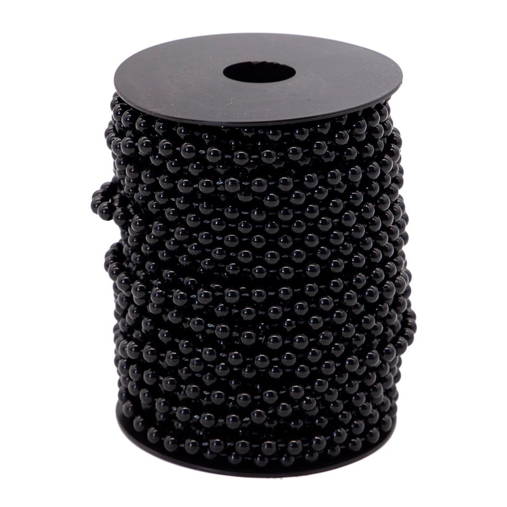 Жемчуг на нитке 6 мм, 25м (черный), 25 м