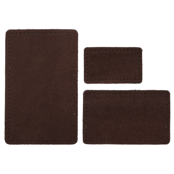 Набор заплаток пришив. из замши, прямоуг-к 4х6,4см, 6х9,6см, 8х12,7см, с перфорацией, 3 шт (21 темно-коричневый), 59403