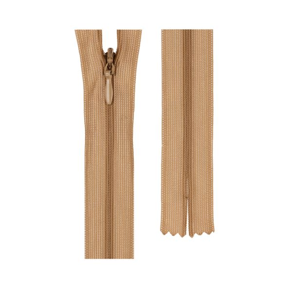 Молния потайная (скрытая) Т3 (3 мм) 1 зам., н/раз., 20 см, пластик, 268 т.бежевый, G013P Gamma, 10 шт