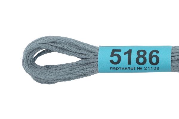 Мулине Gamma 100% хлопок, цв.5186 серый, 24 мотка по 8 метров