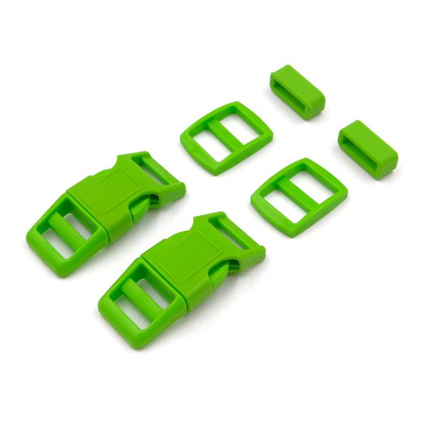 Фастекс (пряжка трезубец), рамка и рамка-регулятор 15мм, пластик, (2 компл.) Hobby&Pro, зеленый, A03001037-15