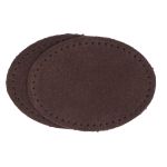 Заплатки пришивные из замши, овал 6х8,2см с перфорацией, 2 шт, 100% кожа, 21 темно-коричневый, 59114