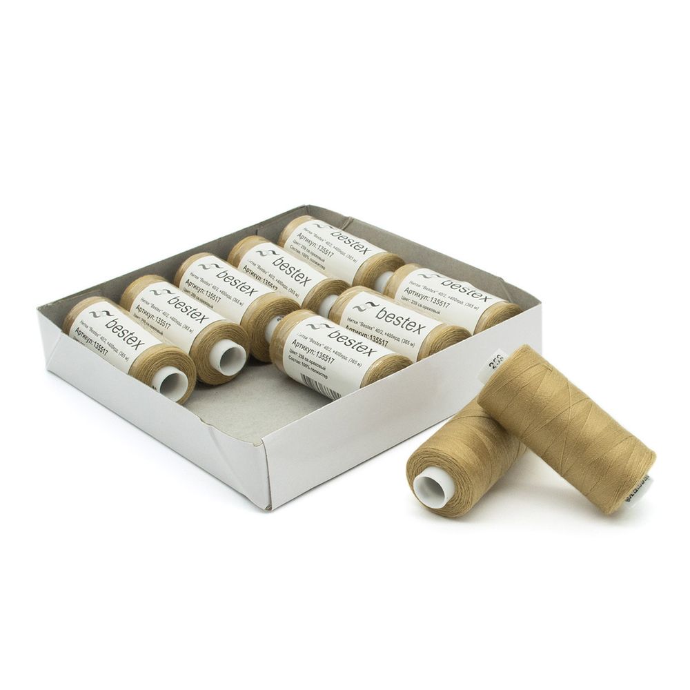 Нитки швейные бытовые Bestex 40/2, 365 м (400 ярд) / 10 кат., 259 светло-ореховый