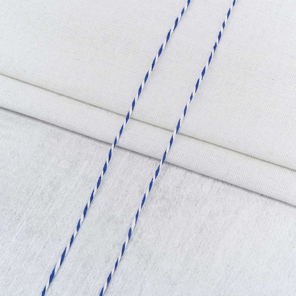 Шпагат х/б ⌀1.0 мм, / 100 метров, белый/синий