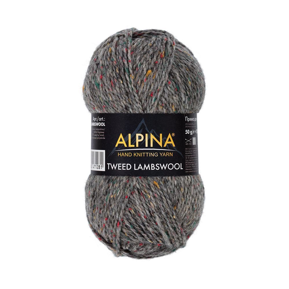 Пряжа Alpina Tweed LambsWool / уп.10 мот. по 50 г, 150 м, 08 т.серый