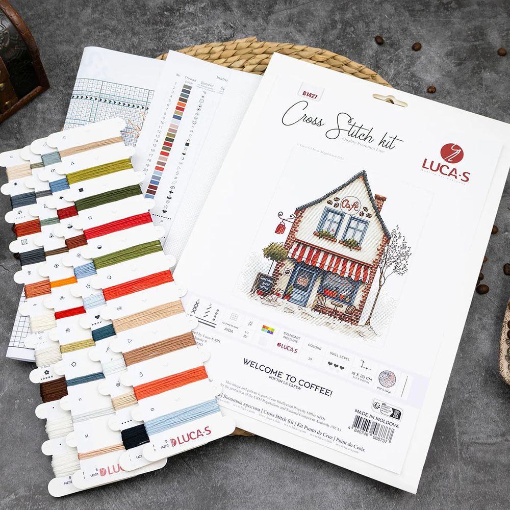 Набор для вышивания нитками Luca-S B1427, Добро пожаловать в кафе!, 18х20см