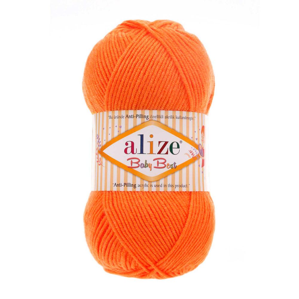 Пряжа Alize (Ализе) Baby Best / уп.5 мот. по 100 г, 240м, 408 оранжевый A