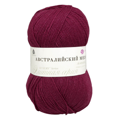Пряжа Пехорка Австралийский меринос / уп.5 мот. по 100 г, 400 м, 07-Бордо