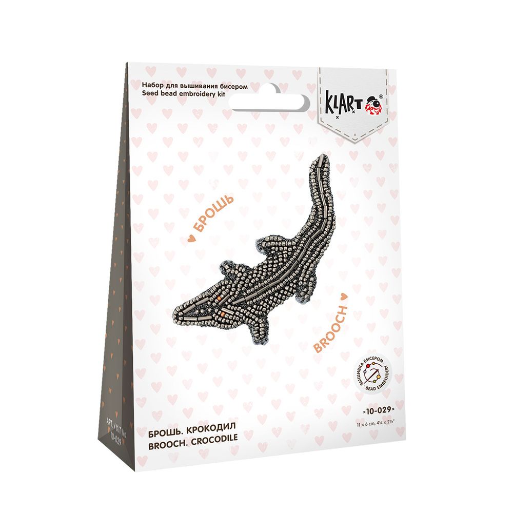 Набор для вышивания бисером Klart, Брошь. Крокодил, 11х6 см
