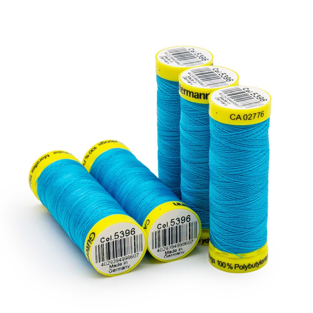 Нитки для трикотажа Gutermann Maraflex, 150м, 5396 неоновый голубой, 5 катушек