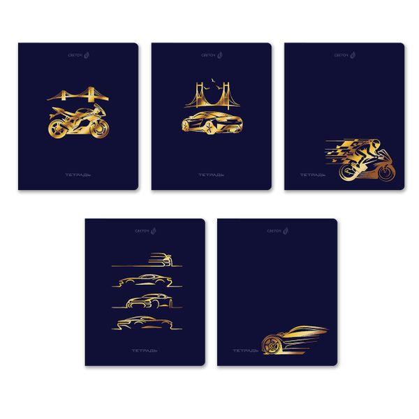 Тетрадь ученическая общая, тиснение золотой фольгой, A5 48 л. на скобе 65 г/м², белизна 100% 10 шт клетка, 01515 Со скоростью света, Светоч Т199