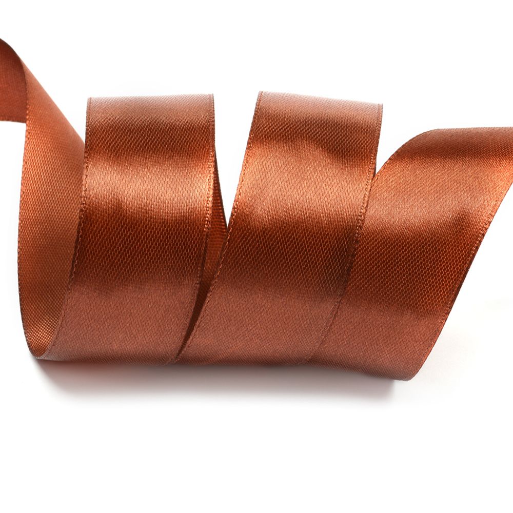 Лента атласная 1-сторонняя 25.0 мм / 27.4±2 метров, 4868 медный, Ideal