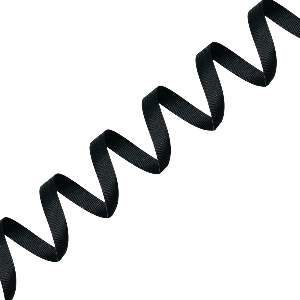 Лента репсовая (в рубчик) 12.0 мм / 22.86±1 метров, М 030 черный