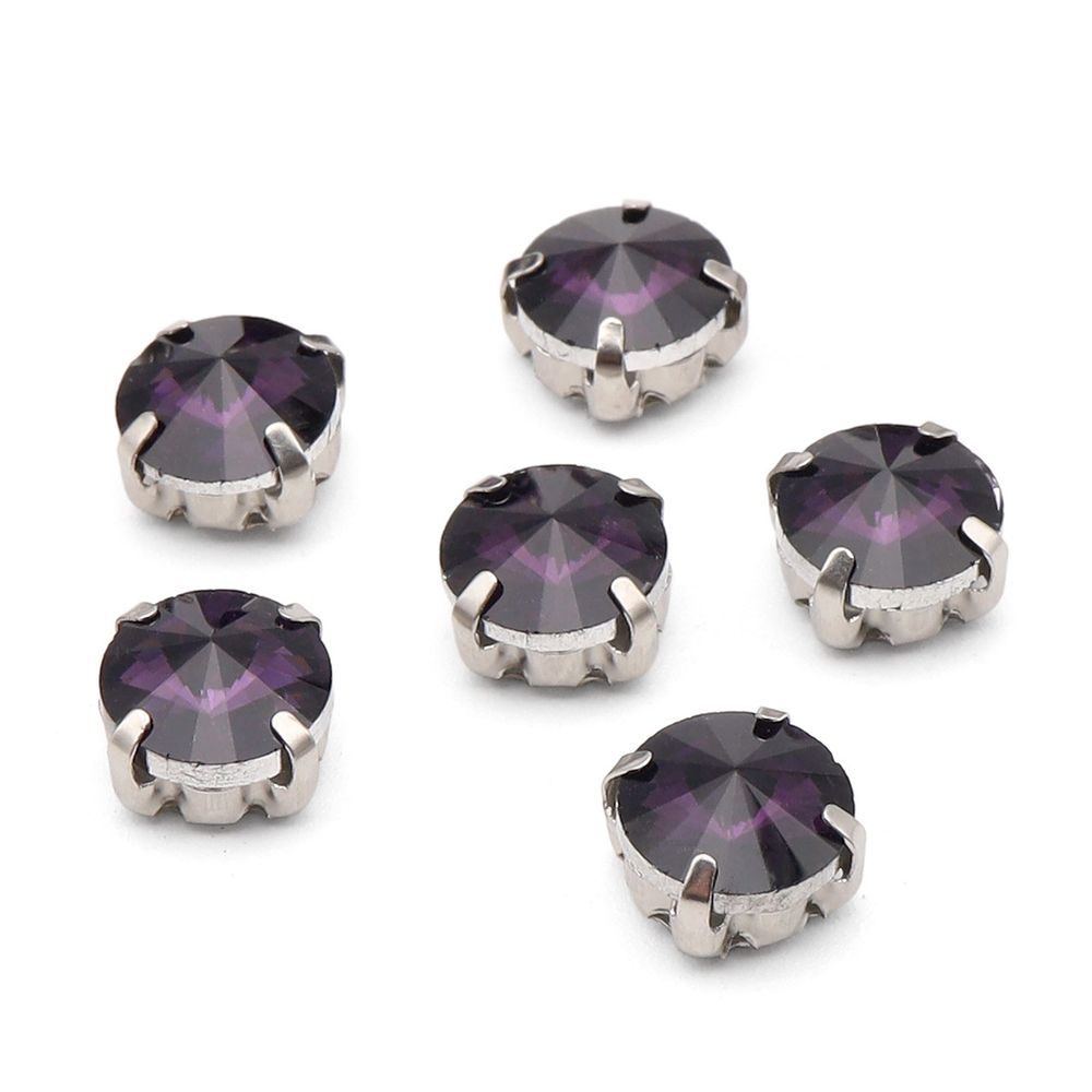 Хрустальные стразы в цапах круглой формы, фиолетовый 8 мм, 10 шт. Astra&Craft, РЦ012НН8