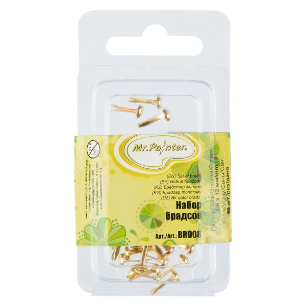 Набор брадсов 4.5х12 мм, 30 шт, 03 золото, Mr.Painter BRD08