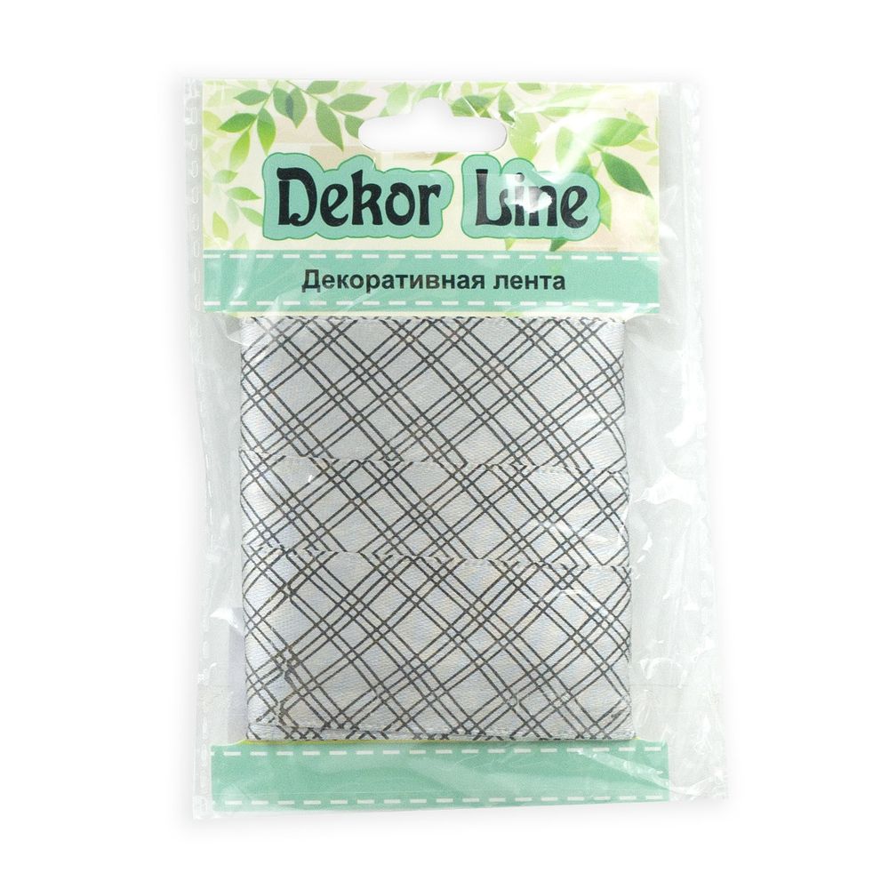 Лента атласная с рисунком Пересечение 25.0 мм / 3 метра, серый, Globus