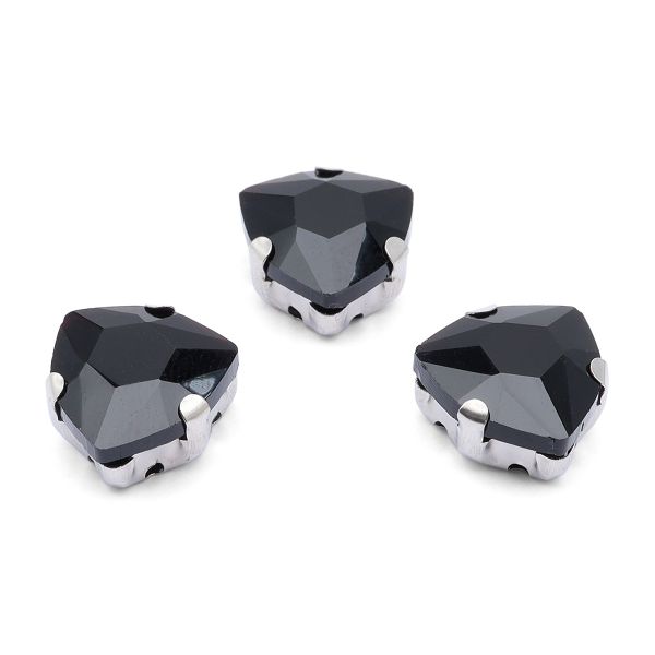 Хрустальные стразы в цапах треугольные (серебро) черный 12мм, 3 штук Astra&Craft, ТЦ022НН12