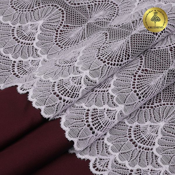 Кружево эластичное (стрейч) 8034 195мм цв.F165 нежная сирень, 10 метров, Kruzhevo