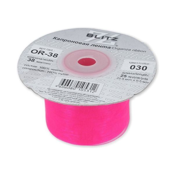 Лента капроновая (органза) 38.0 мм / 22.8±1 метра, 030 т.розовый, Blitz OR-38