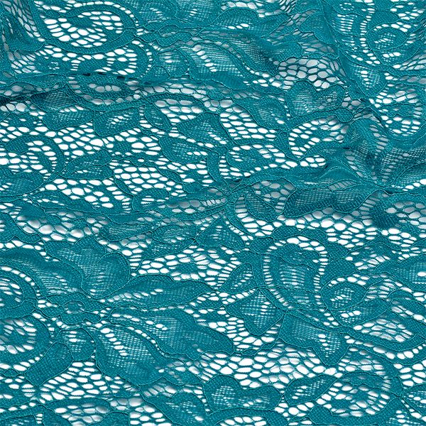 Ткань кружевная гипюр с кордом 130 г/м², 150 см / 1 метр, TBY.3036 цв.908 морская волна