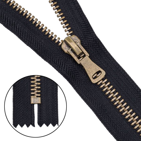 Молния металл Т8 (8 мм) 1 зам., н/раз., 18 см, антик, 580 черный, 10 шт, 16418-1