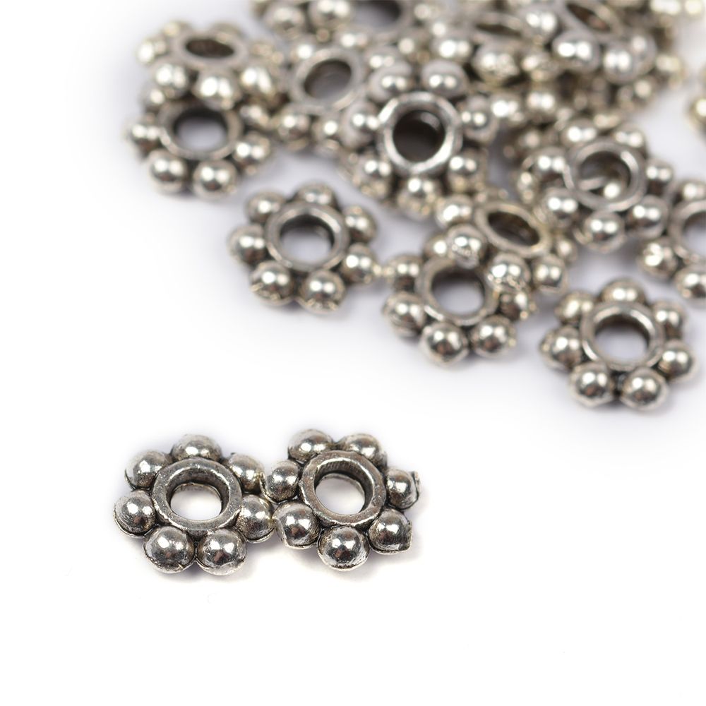 Разделители для бусин цв. серебро 6мм, уп.100 шт