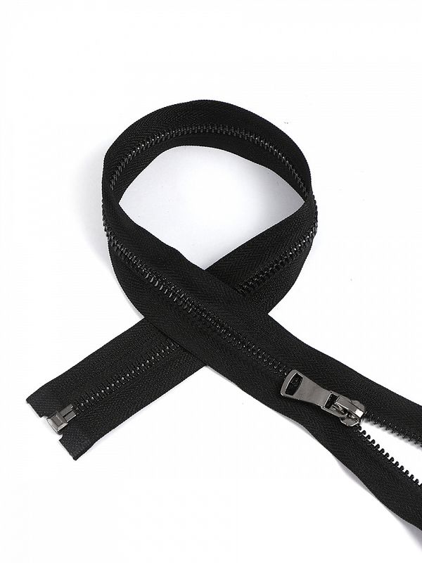 Молния металл Т5 (5 мм), 1 зам., разъем., 40 см, черный никель шлиф.звено, цв.F322 черный уп.50 шт, Mzipp