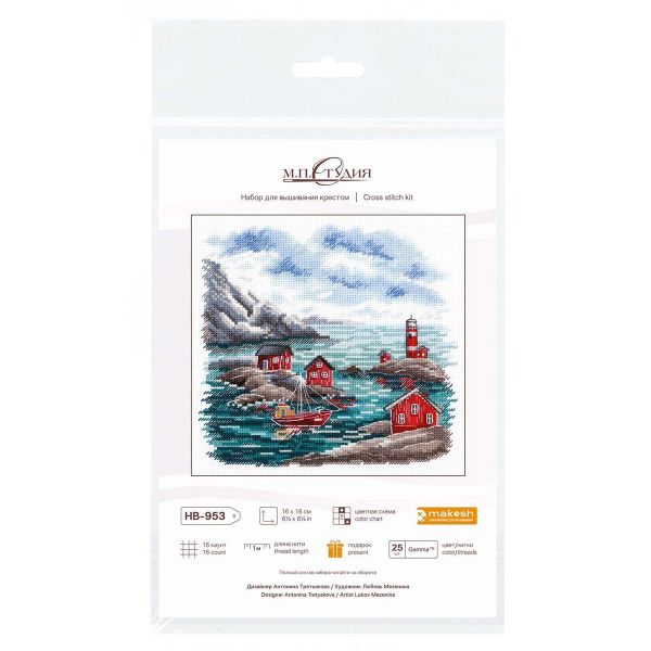 Набор для вышивания нитками МП Студия, Побережье Скандинавии 16х16см