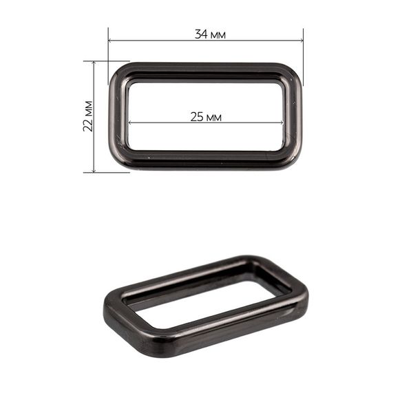 Рамка прямоугольная металл 052503 34х22 мм (внутр. 25 мм), цв. чер.никель уп. 10 шт