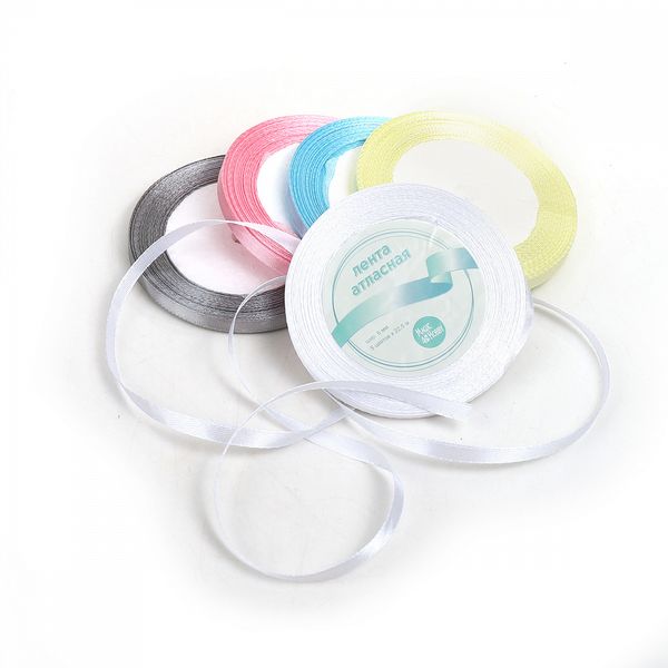Лента атласная 1-сторонняя 6.0 мм / 5 шт по 22.5±1 метра, набор Пастель1, Magic4Hobby