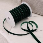 Лента бархатная (тесьма) 09.0 мм / 32.9±2 метров, 0081-1006, 165 темно-зеленый