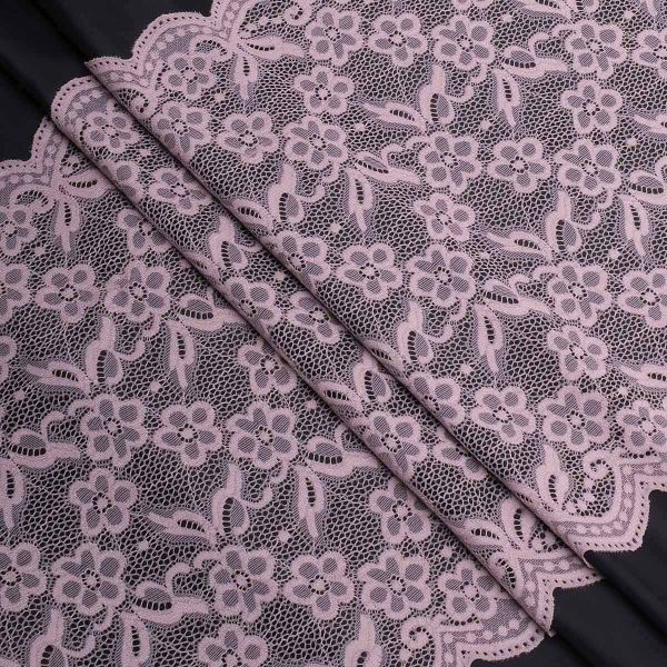 Кружево бельевое эластичное 400 мм / 3.4 метра, цвет пудровый