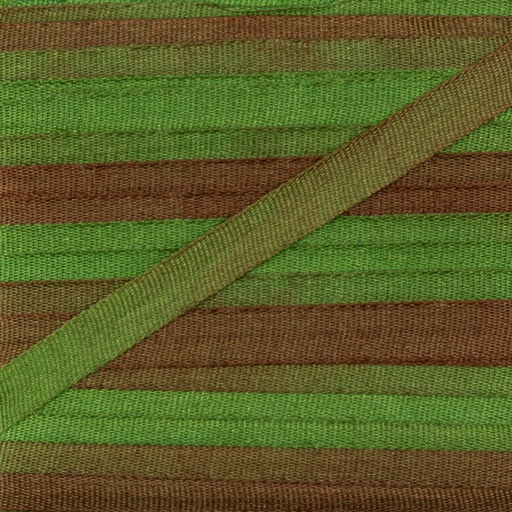 Лента (тесьма) шелковая 4.0 мм / 9.1±0.5 метров, M133 св.зеленый/коричневый, Gamma SRM-4