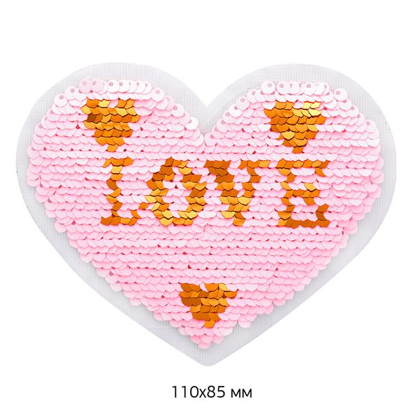 Термоаппликация Сердце Love 11х8,5 см 2 шт