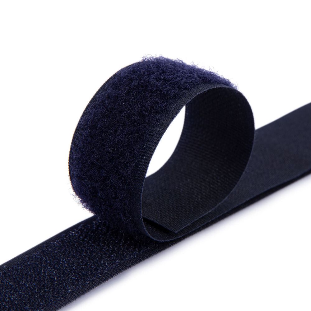 Лента контактная липучка (велкро) пришивная 40 мм / 25 метров, 115 т-синий, Gamma, ПАРА (крючок+петля), качество "B"