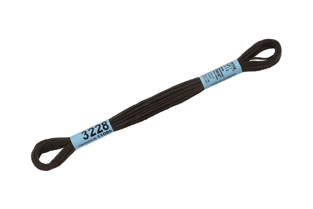 Мулине Gamma 100% хлопок, цв.3228 т.коричневый-хаки, 24 мотка по 8 метров