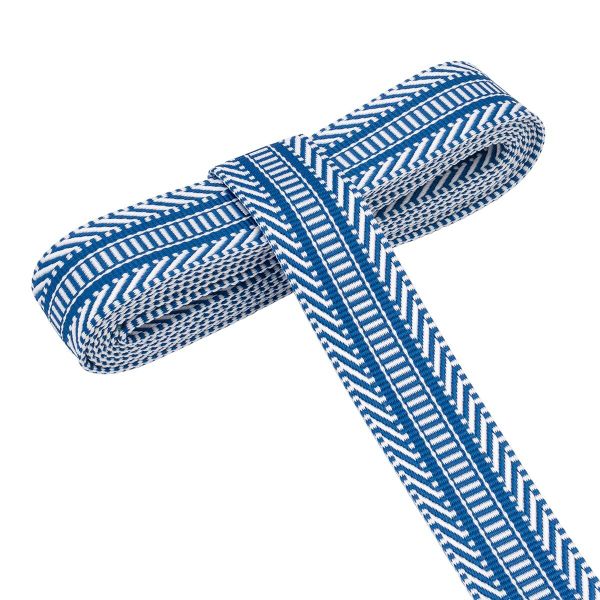 Стропа (ременная лента) 38 мм / 3 метра, [40 г/пог.м], с принтом 2-сторонняя, T0126 синий/белый), 3Al352
