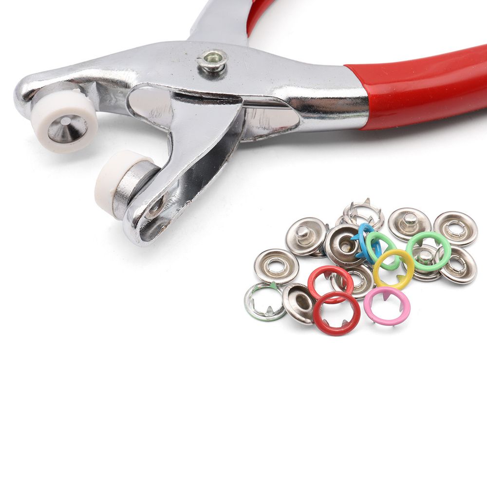 Сет №5 набор трикотажных кнопок 9,5 цвета в ассортименте и инструмент для установки, New Star