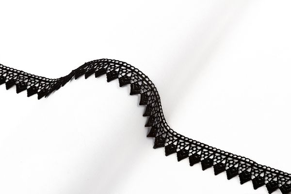 Кружево гипюр (плетёное) 32 мм / 10 м, ±0.2 Турция, GP002BL черный, Gamma GGM-3201