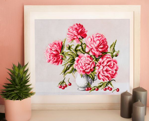 Алмазная (кристальная) мозаика Фрея, Пионы и вишни, 40х30 см