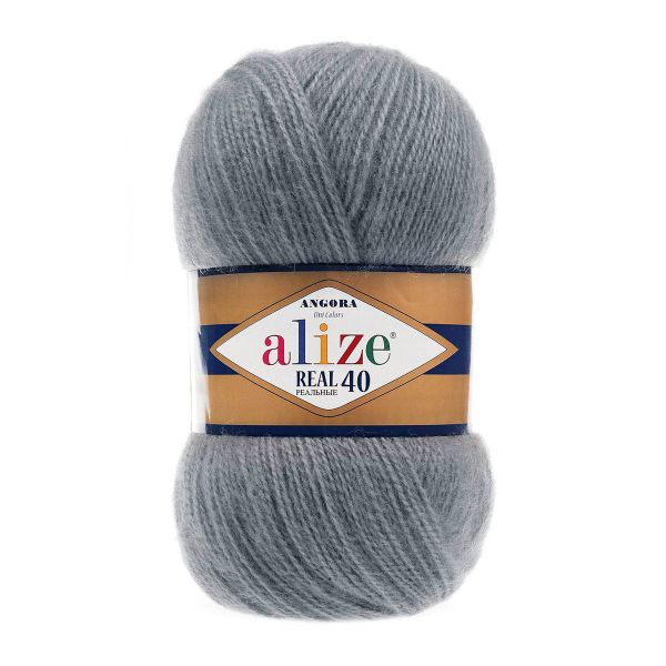 Пряжа Alize (Ализе) Angora Real 40 / уп.5 мот. по 100 г, 430м, 087 средне-серый A