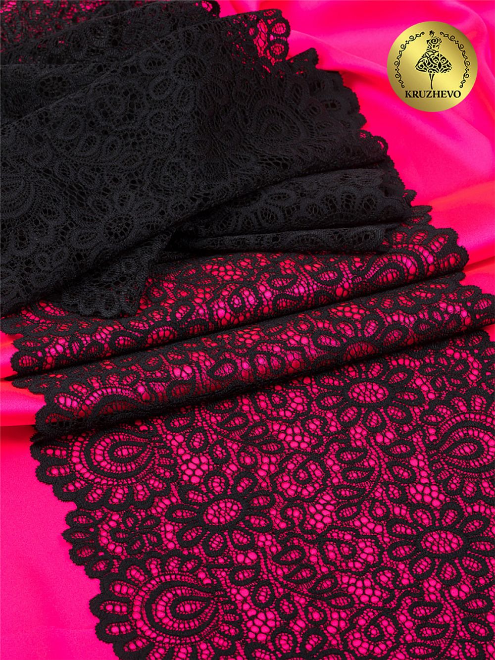 Кружево бельевое эластичное 205 мм / 3 м, TBY.YSTL00839, цв.02 черный, Kruzhevo