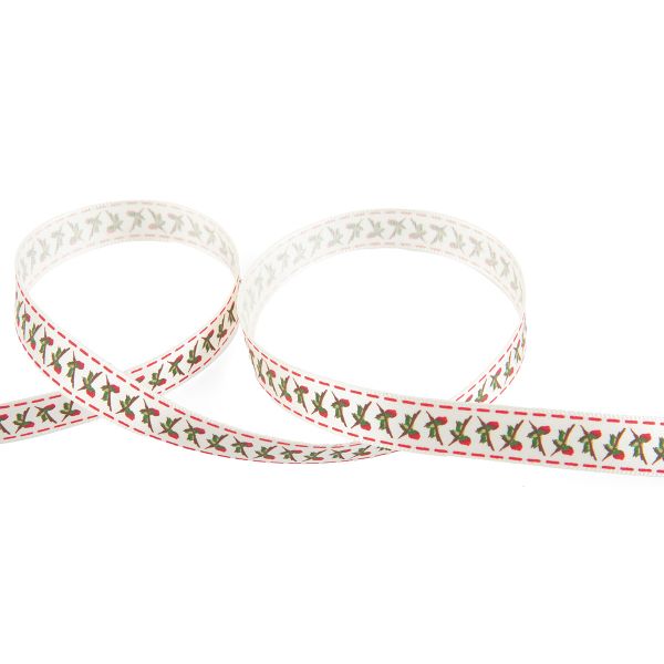 Лента атласная с рисунком 12.0 мм / 22.8 метров, F43/075 Цветы/кремовый, Gamma ALP-124