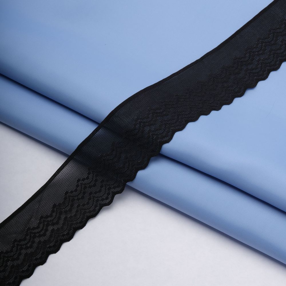 Кружево эластичное (стрейч) 42 мм / 22.86 метра, черный, 3AR2758